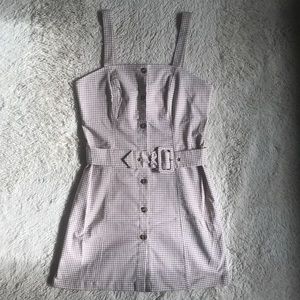 Mauve/cream checkered mini dress